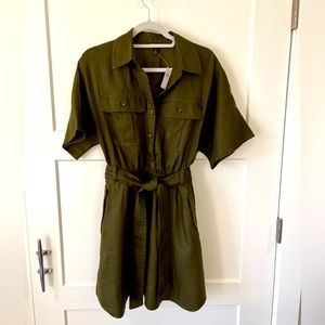 NWT Banana Republic Beautiful Linen Dress in Olive Green
